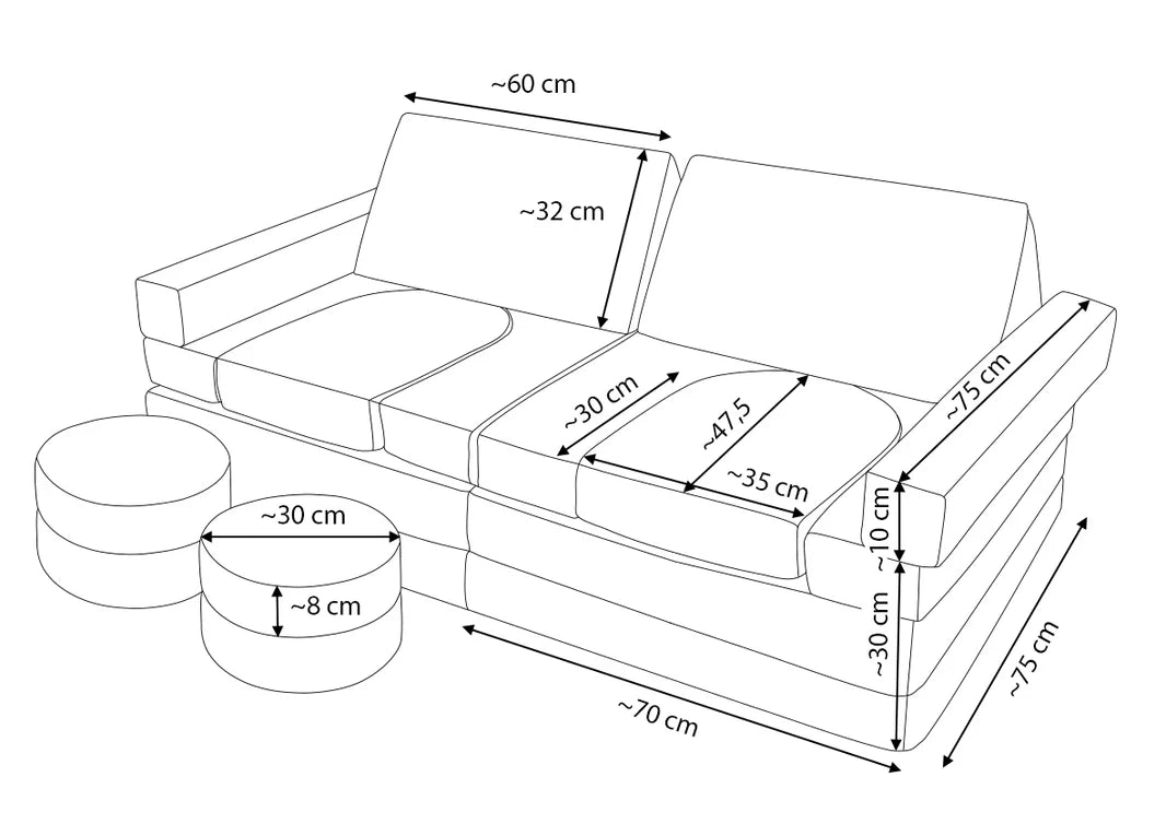 Boucle Deluxe Play Couch - Cream