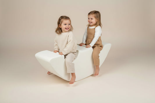 Double Seat Rocker - Baby Blue|White Eco-Leather