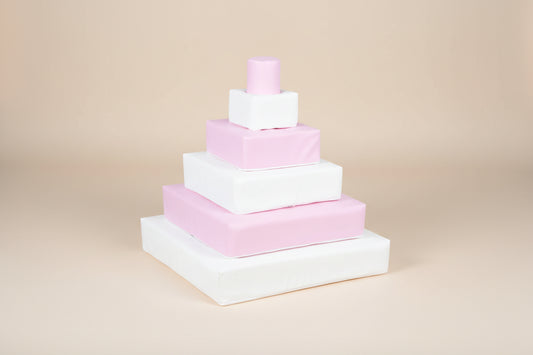 Stacking Pyramid - Pastel Pink|White Eco-Leather