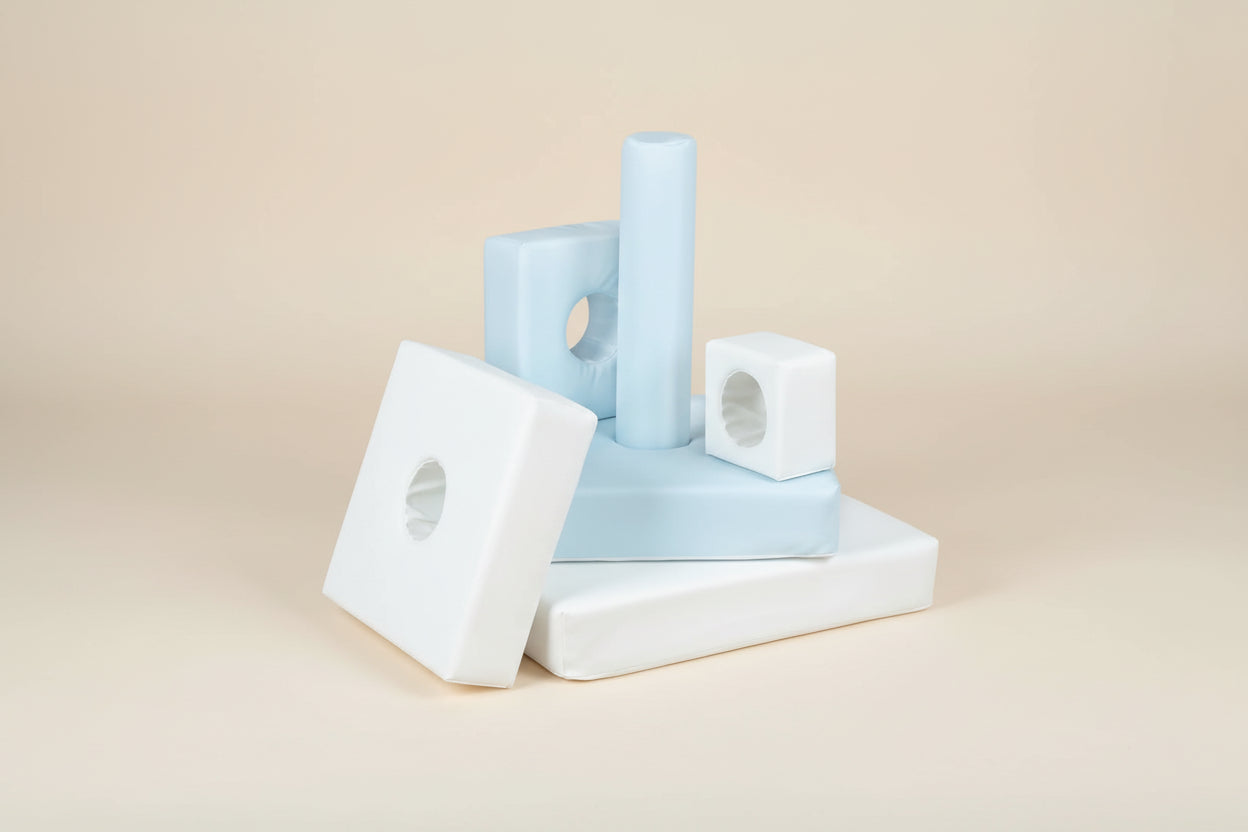 Stacking Pyramid - Baby Blue|White Eco-Leather