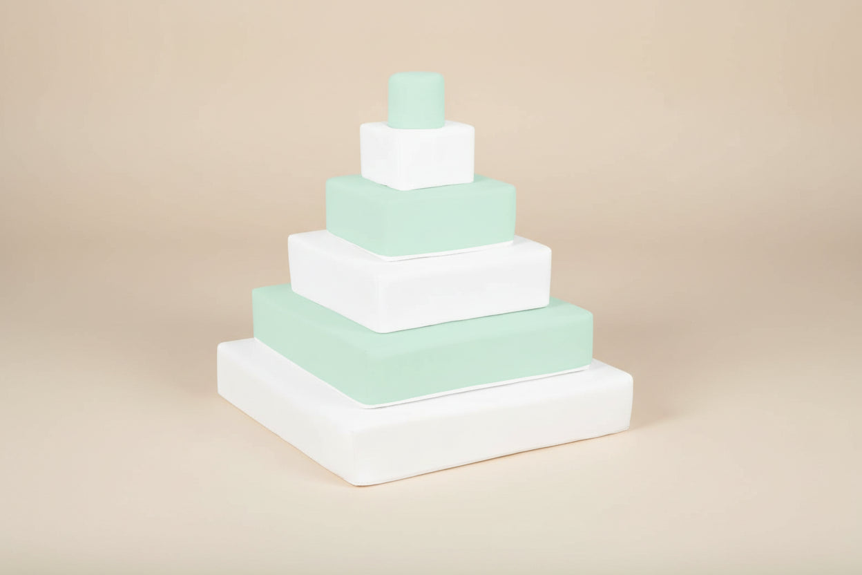 Stacking Pyramid - Mint|White Eco-Leather