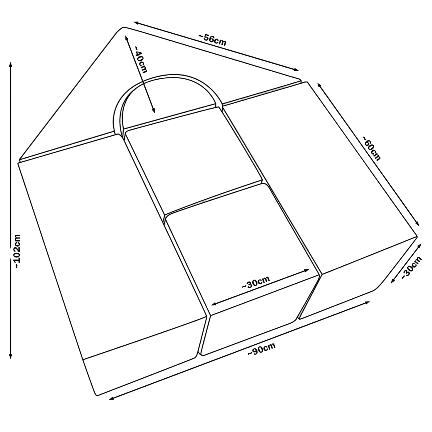 Mini Castle Set - Baby Blue|White Eco-Leather