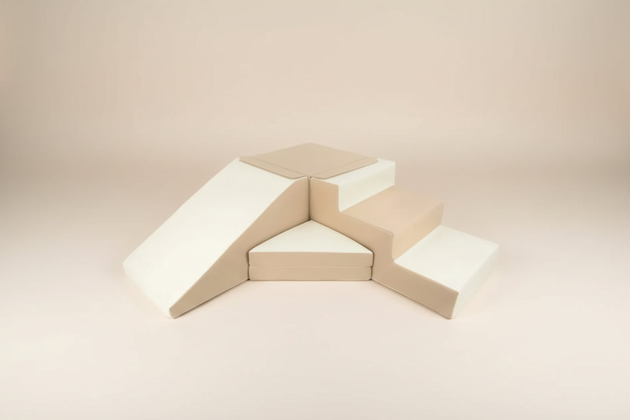 Step & Slide - Beige|White Eco-leather