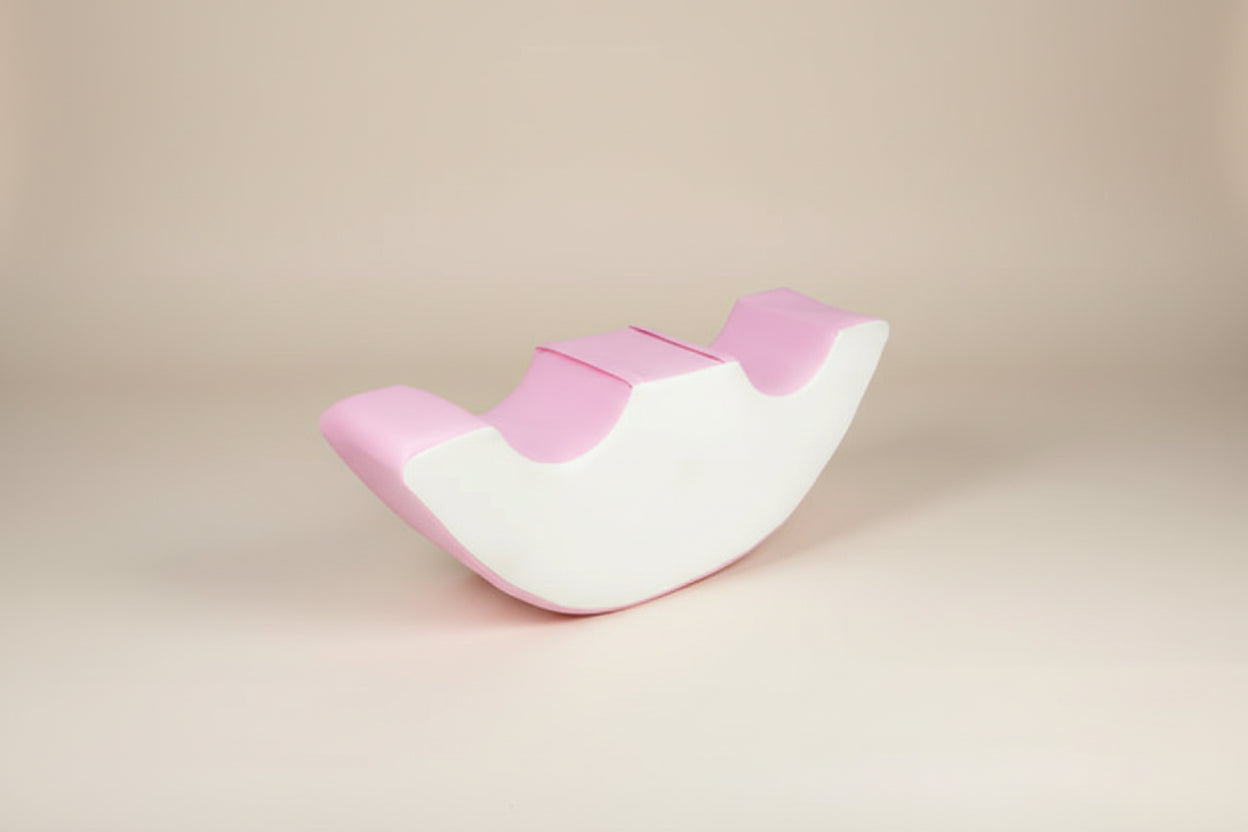 Double Seat Rocker - Pastel Pink|White Eco-Leather