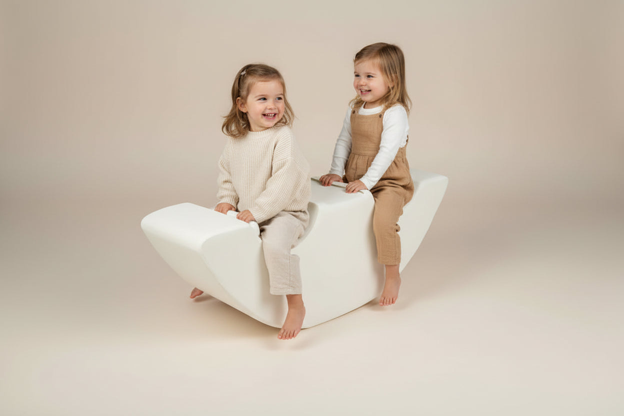 Double Seat Rocker - White Eco-Leather