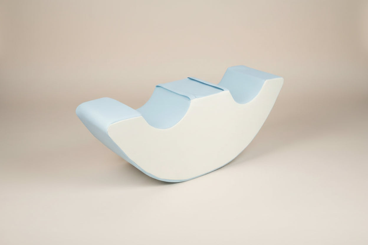 Double Seat Rocker - Baby Blue|White Eco-Leather
