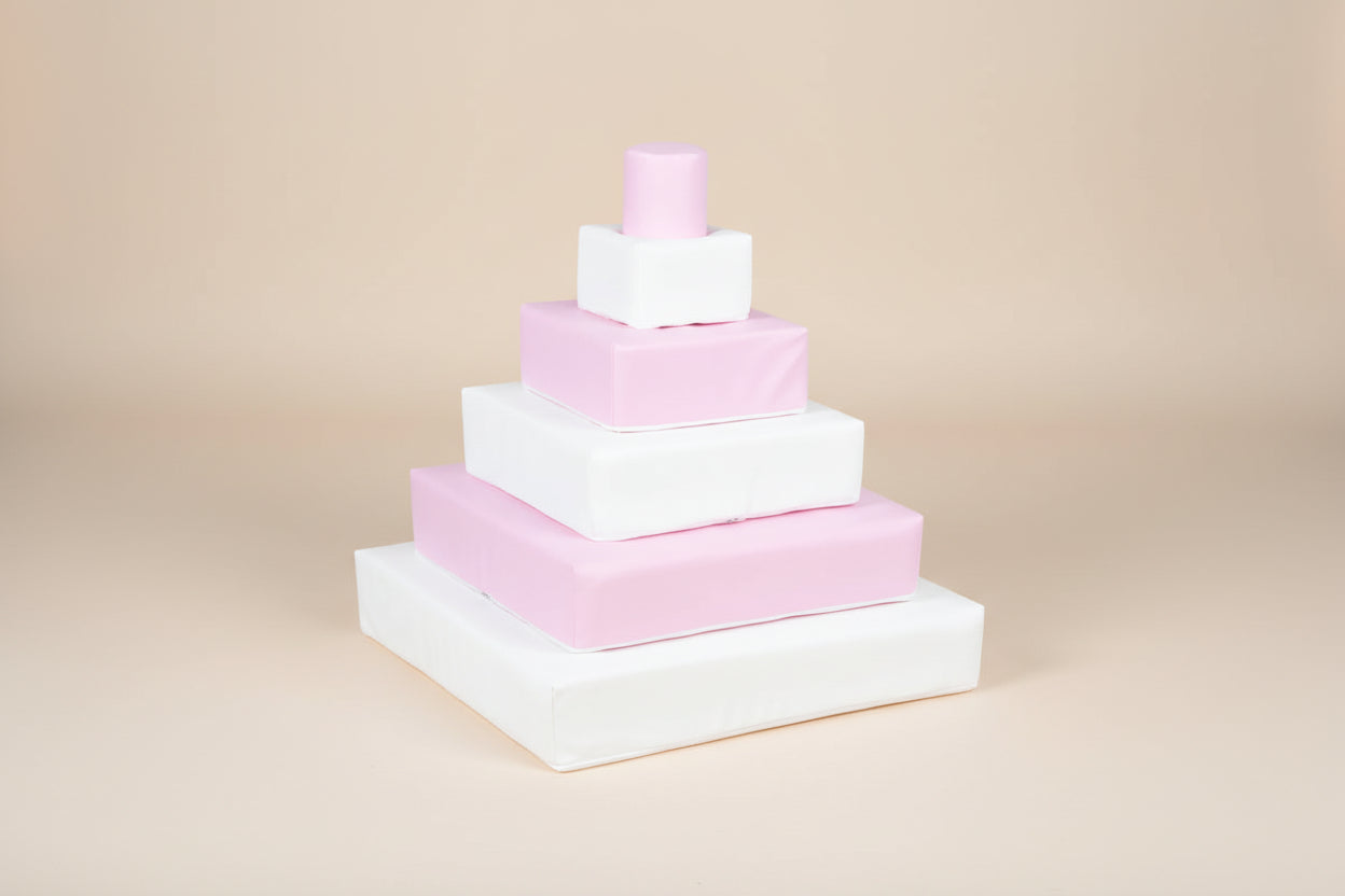 Stacking Pyramid - Pastel Pink|White Eco-Leather