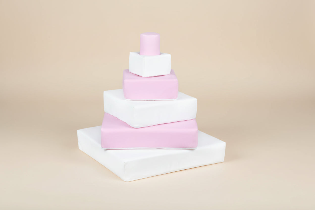 Stacking Pyramid - Pastel Pink|White Eco-Leather
