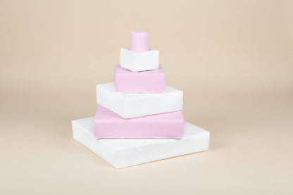 Stacking Pyramid - Pastel Pink|White Eco-Leather