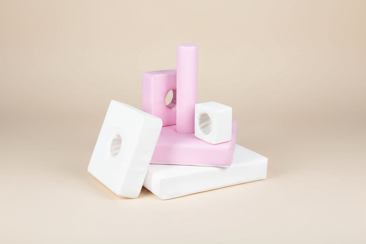 Stacking Pyramid - Pastel Pink|White Eco-Leather