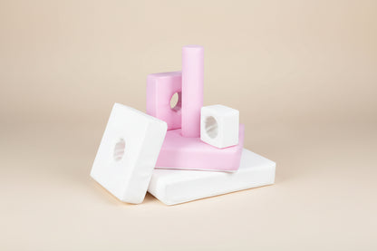 Stacking Pyramid - Pastel Pink|White Eco-Leather