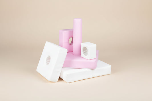 Stacking Pyramid - Pastel Pink|White Eco-Leather
