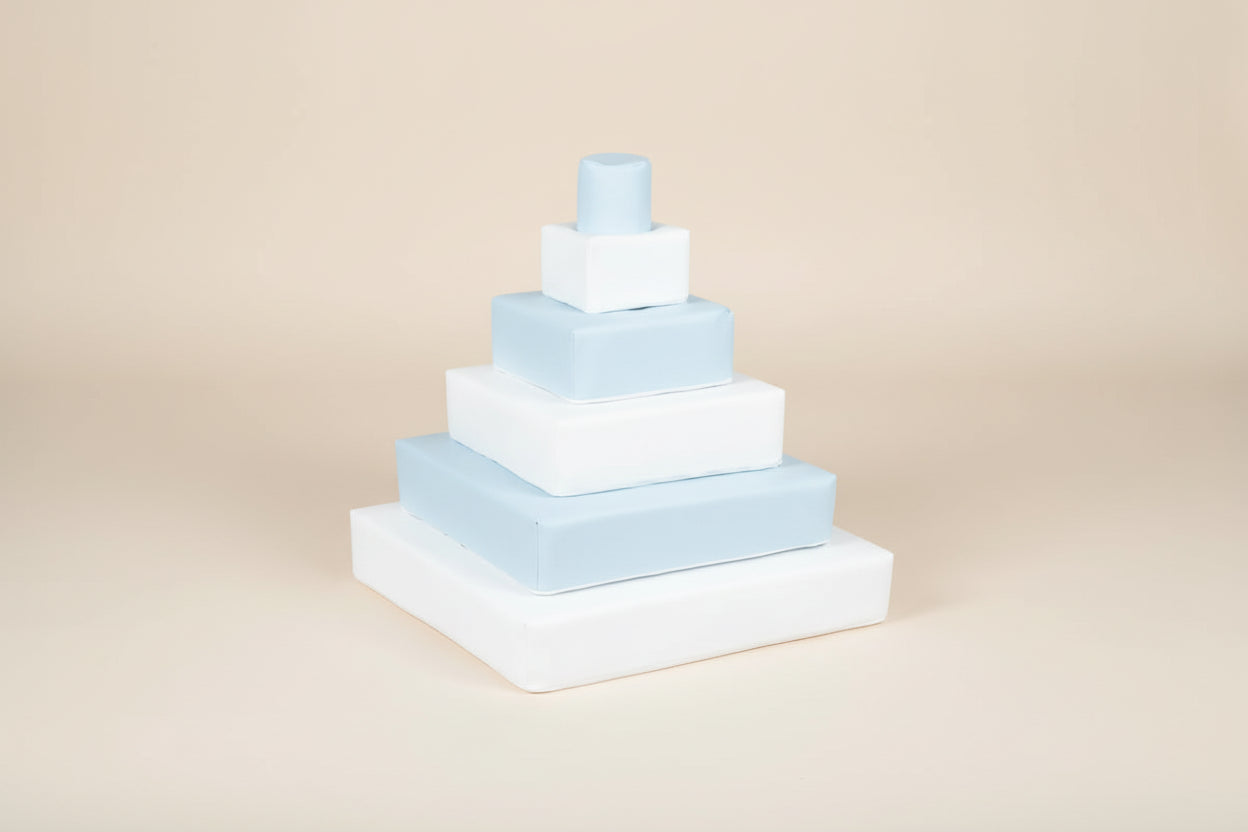 Stacking Pyramid - Baby Blue|White Eco-Leather