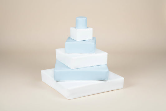 Stacking Pyramid - Baby Blue|White Eco-Leather