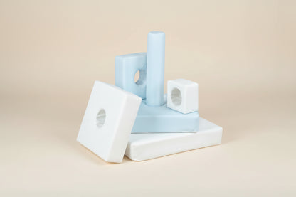 Stacking Pyramid - Baby Blue|White Eco-Leather