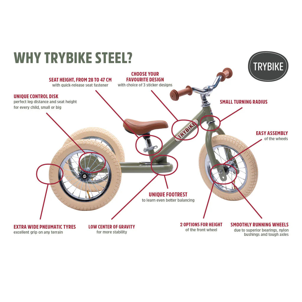 Trybike Steel  2-in-1 Balance Trike - Blue