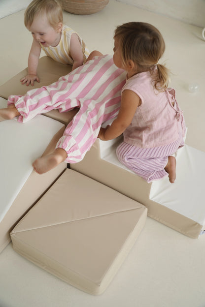 Step & Slide - Beige|White Eco-leather