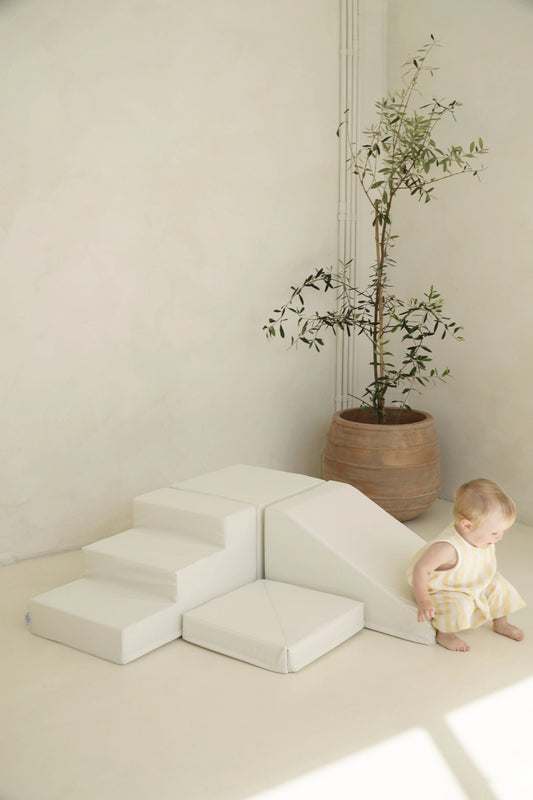 Step & Slide - White Eco-Leather