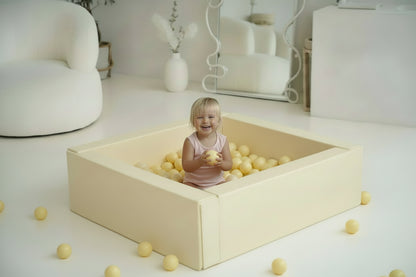 Ball Pit + 200 Balls - Pastel Yellow Eco-Leather