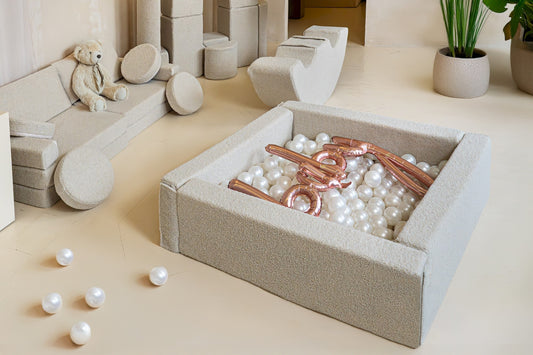 Boucle Soft Play Ball Pit + 200 Pearl Balls - Beige