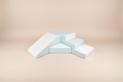 Step & Slide - Baby Blue|White Eco-Leather