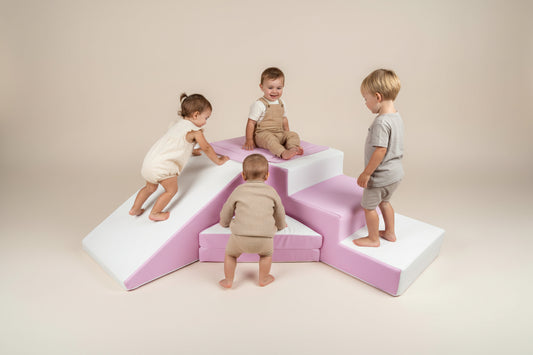 Step & Slide - Pastel Pink|White Eco-Leather